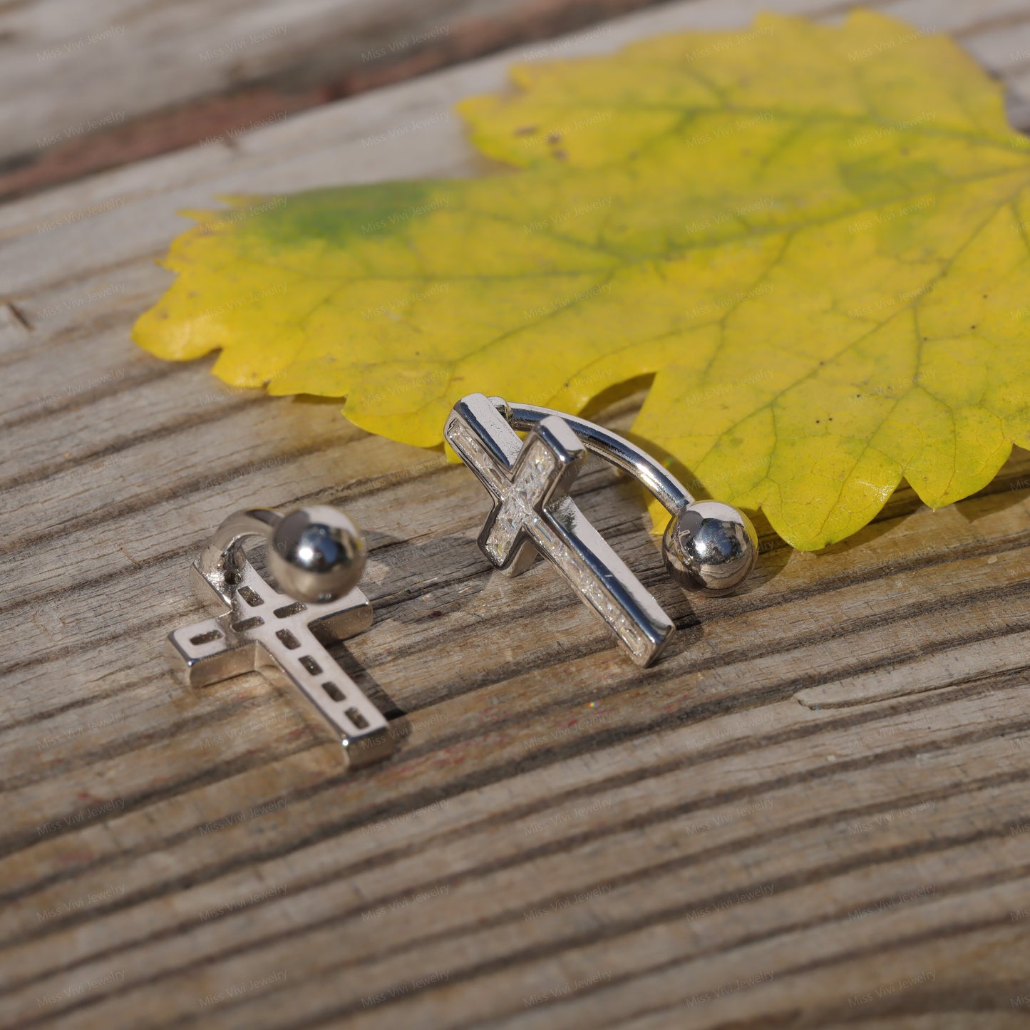 14G Cross Sterling Silver Belly Button Ring/ Belly Button Jewelry/ Silver Navel Belly Bar/ BellyJewelry/Never Getting Green 1.6*6/8/10/12mm Miss Vivi Jewelry