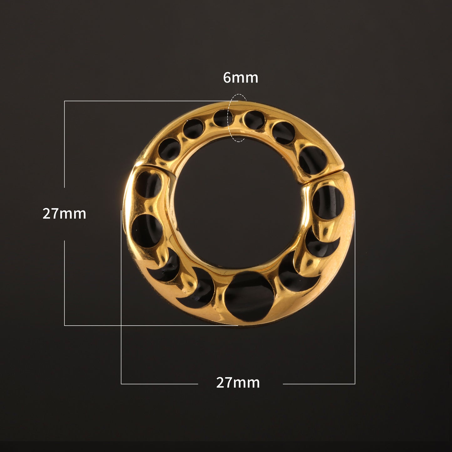 Steel Ear Weights Hangers for Stretched Ear/ Moon Phases Ear Weights Hoop with Magnetic Lock/ 316L Steel Ear Hangers/ 2Gauge Circle Weights