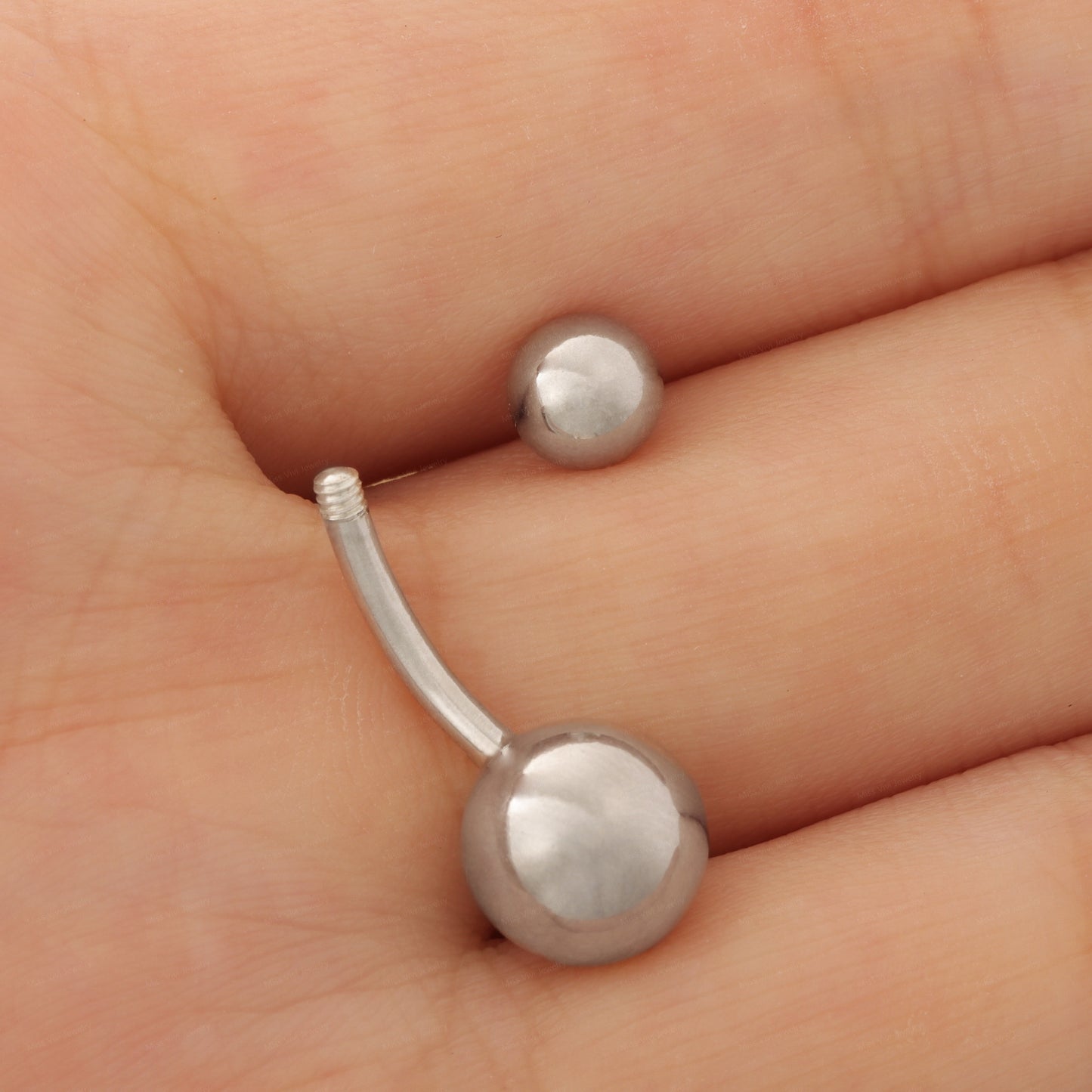 14G Sterling Silver Minimal Ball Belly Button Ring|Waterproof Belly Bar|Never Getting Green Belly Ring|Fresh piercing navel jewelry 6/8/10/12mm Miss Vivi Jewelry