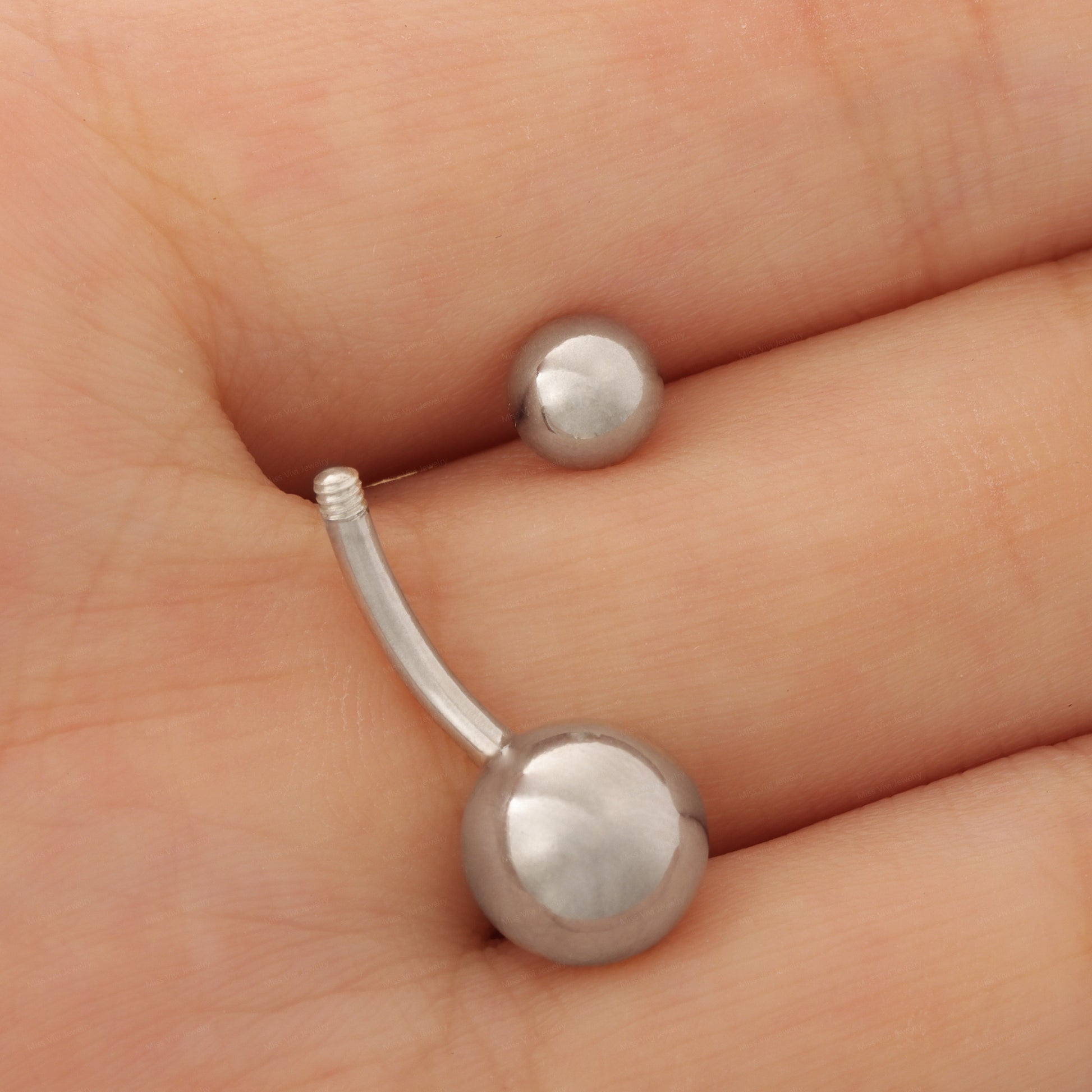 14G Sterling Silver Minimal Ball Belly Button Ring|Waterproof Belly Bar|Never Getting Green Belly Ring|Fresh piercing navel jewelry 6/8/10/12mm Miss Vivi Jewelry