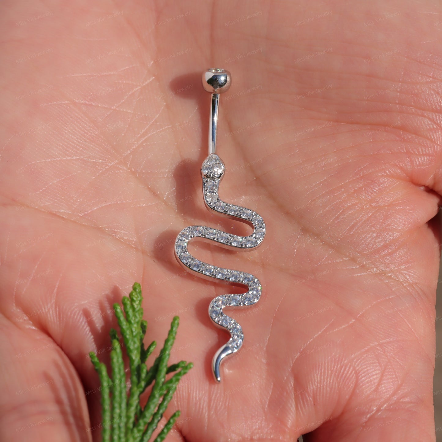 14G Sterling Silver Snake Belly Button Ring| Fresh Belly Piercing Jewelry| Sensitive Skin Jewelry| Navel Barbell Ring Silver|1.2*6/8/10/12mm Miss Vivi Jewelry