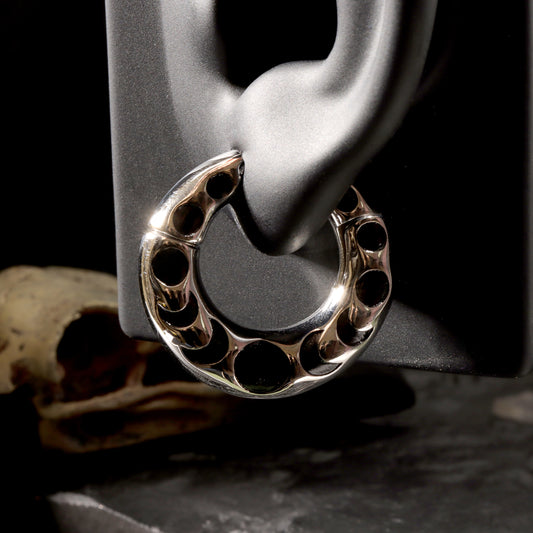 Steel Ear Weights Hangers for Stretched Ear/ Moon Phases Ear Weights Hoop with Magnetic Lock/ 316L Steel Ear Hangers/ 2Gauge Circle Weights