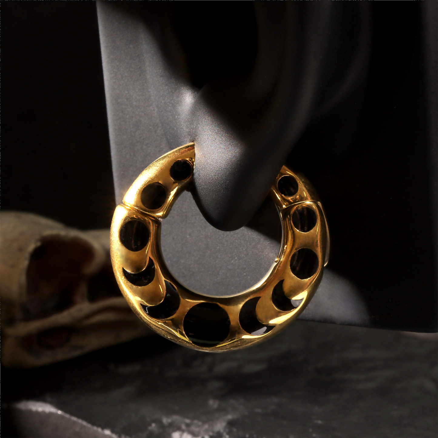 Steel Ear Weights Hangers for Stretched Ear/ Moon Phases Ear Weights Hoop with Magnetic Lock/ 316L Steel Ear Hangers/ 2Gauge Circle Weights