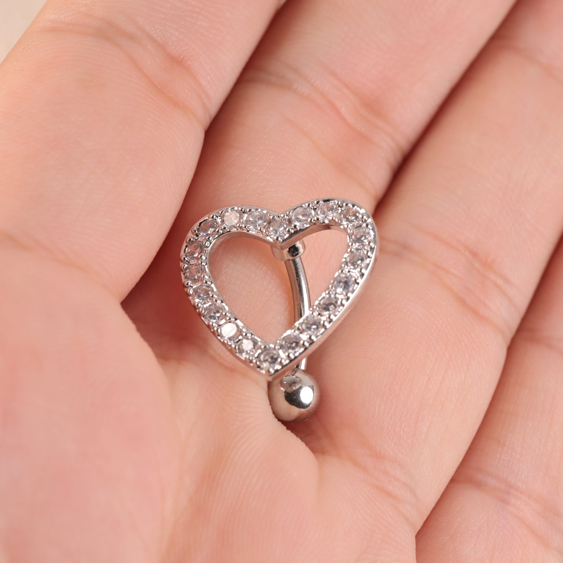 14G 316L Steel Reverse Heart Belly ring| Heart Navel Ring| CZ Belly Ring| Steel Belly Button Ring| Belly Piercing| Belly Barbell| Belly ring Miss Vivi Jewelry