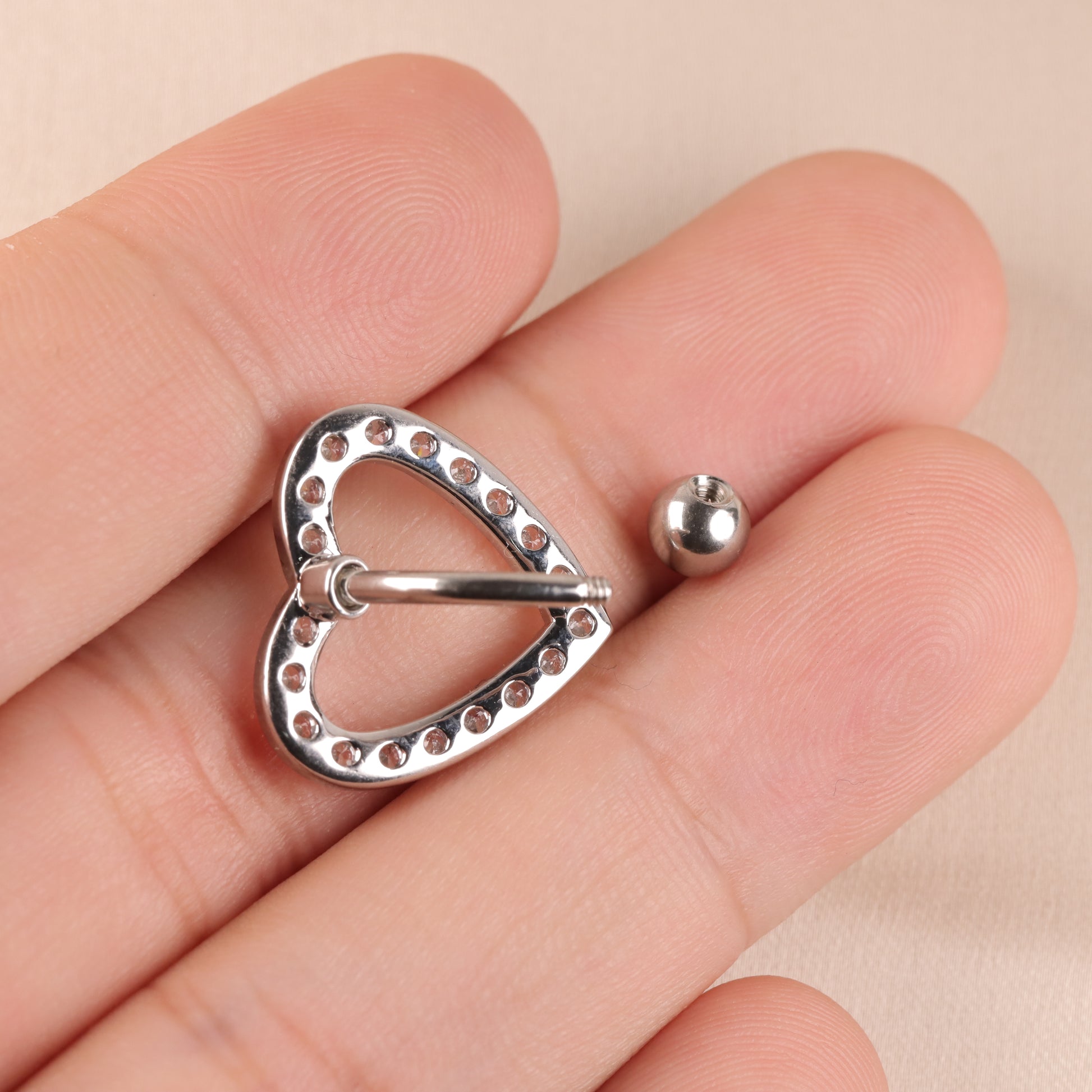 14G 316L Steel Reverse Heart Belly ring| Heart Navel Ring| CZ Belly Ring| Steel Belly Button Ring| Belly Piercing| Belly Barbell| Belly ring Miss Vivi Jewelry