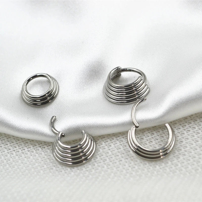 16G 316L Steel Septum Ring/ 5 Tier Stacked Segment Ring/ 3 Tier Stacked  Clicker Hoop/ 8mm Septum Hoop/ Septum Hinged Ring/ Cartilage Hoop Miss Vivi Jewelry