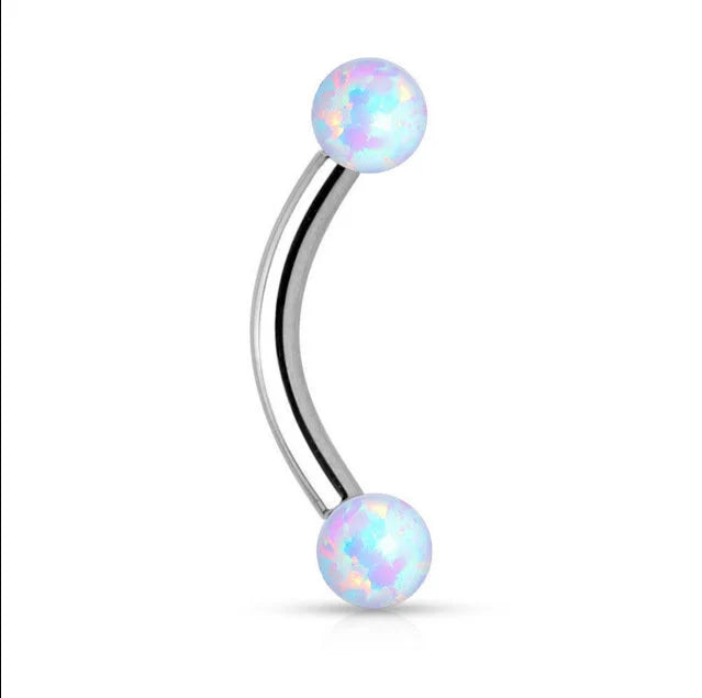 16G F136 Titanium Internal Threaded Curved Rook Barbell/ Opal Rook Ring/ Vertical Lip Jewelry/ Fire Opal Eyebrow Ring/ Opal Barbell Jewelry Miss Vivi Jewelry