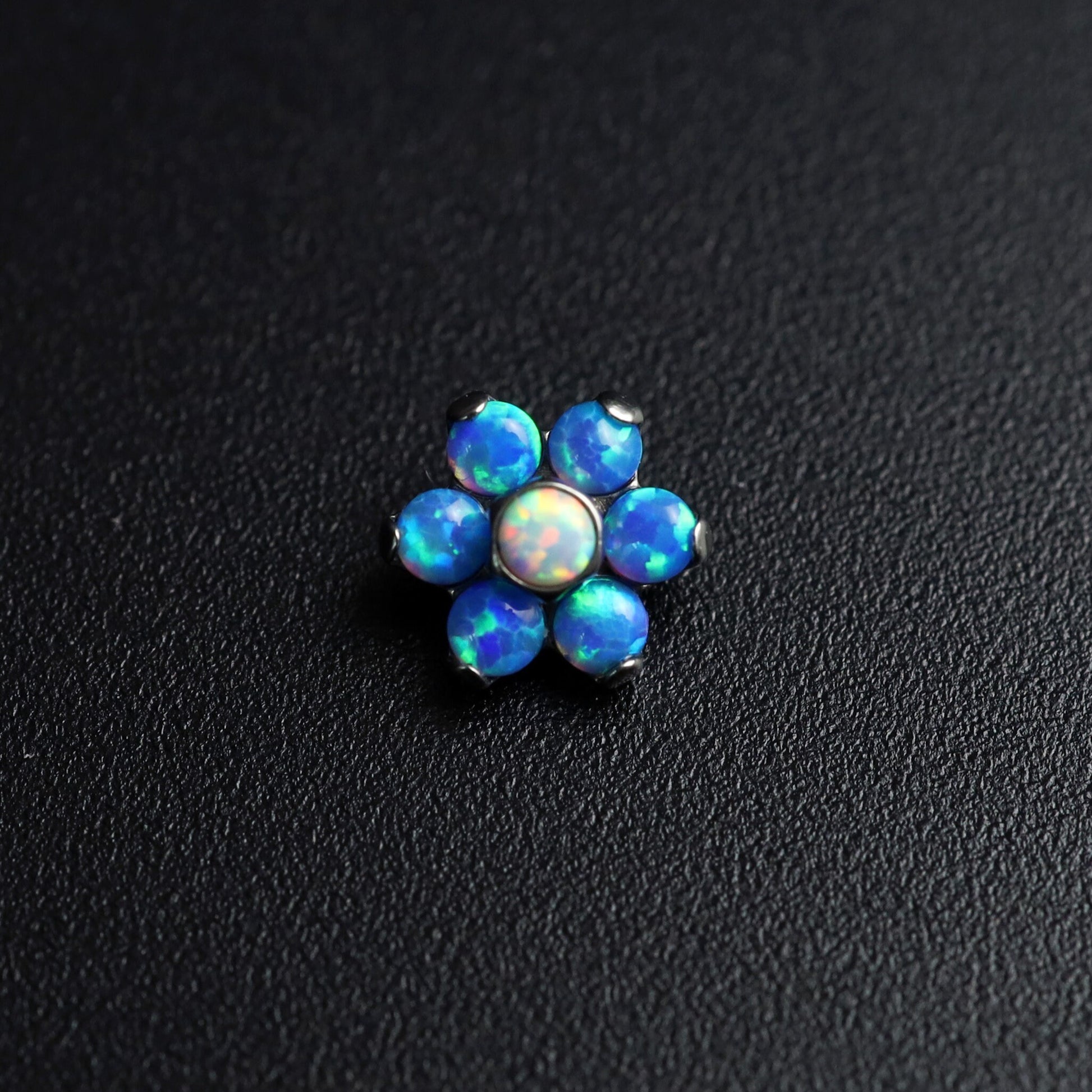 16G F136 Titanium Internally Threaded Opal/ CZ Flower Cartilage Stud/ Flat Back Labret/ Flower Tragus/ Floral Helix Earring/ Medusa Piercing Miss Vivi Jewelry