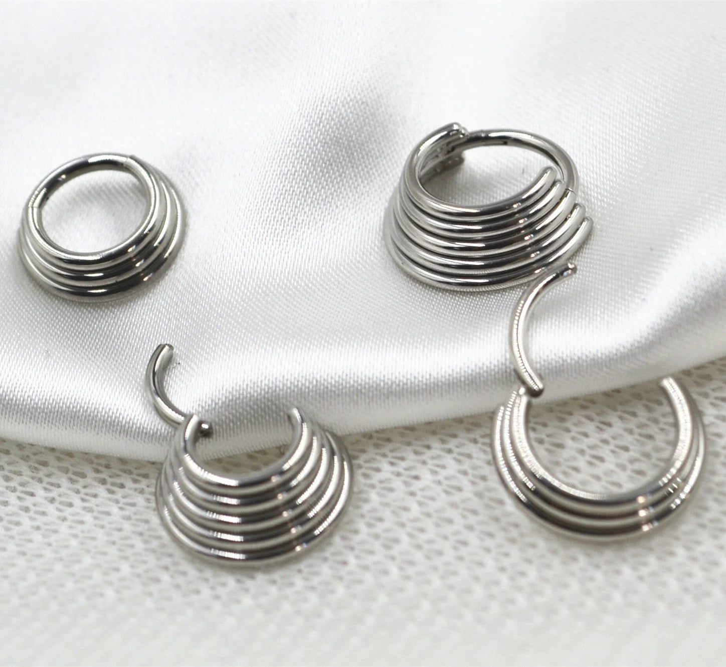 16G 316L Steel Septum Ring/ 5 Tier Stacked Segment Ring/ 3 Tier Stacked  Clicker Hoop/ 8mm Septum Hoop/ Septum Hinged Ring/ Cartilage Hoop Miss Vivi Jewelry