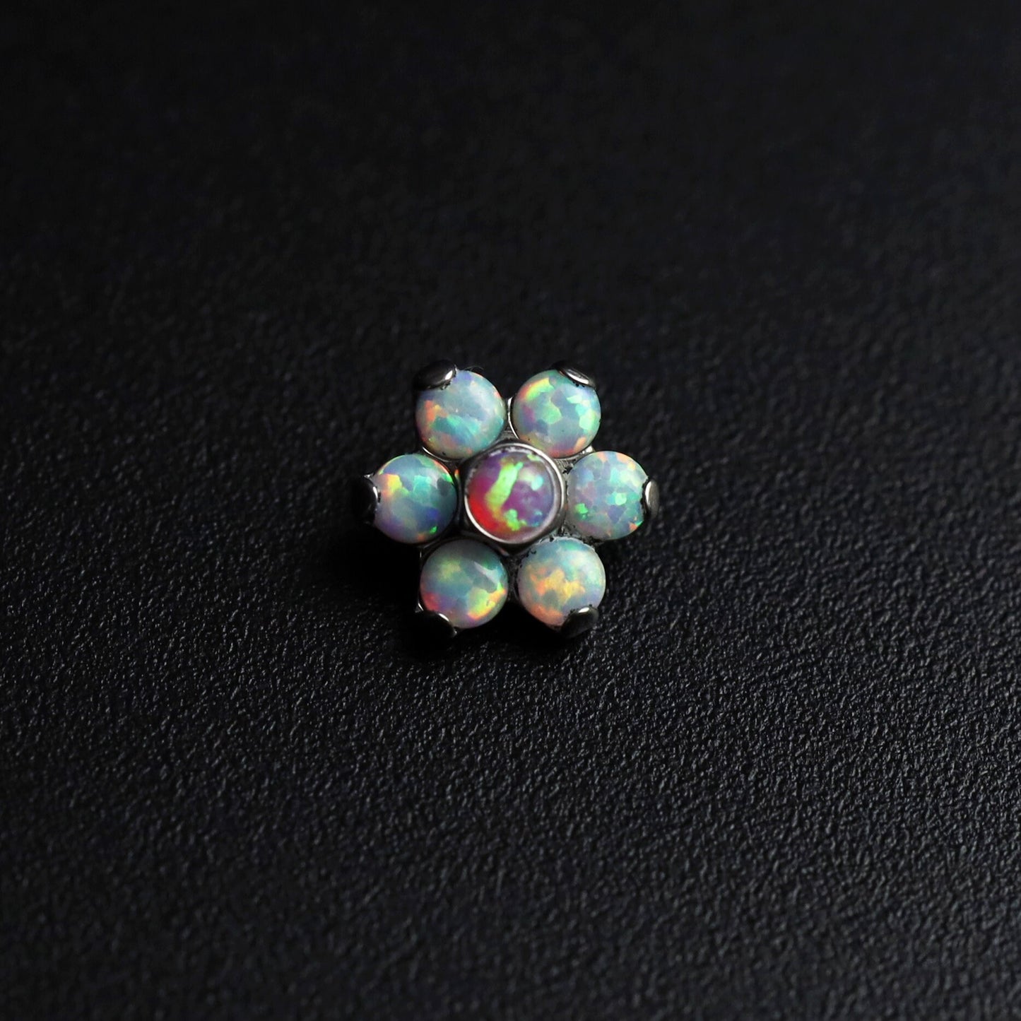 16G F136 Titanium Internally Threaded Opal/ CZ Flower Cartilage Stud/ Flat Back Labret/ Flower Tragus/ Floral Helix Earring/ Medusa Piercing Miss Vivi Jewelry