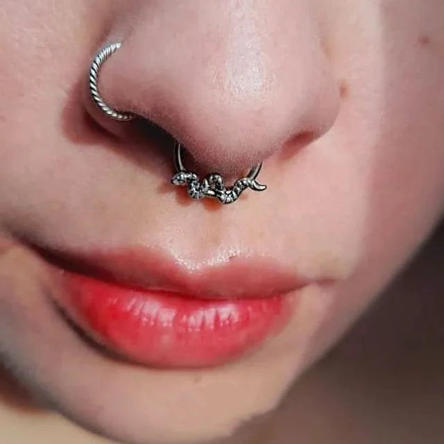 16G Snake Septum Clicker/ Snake Cartilage Earring/ Hinged Daith Hoops/ Snake Daith Ring/ Surgical Steel Hoop/ Daith Piercing/ Datih Earring Miss Vivi Jewelry