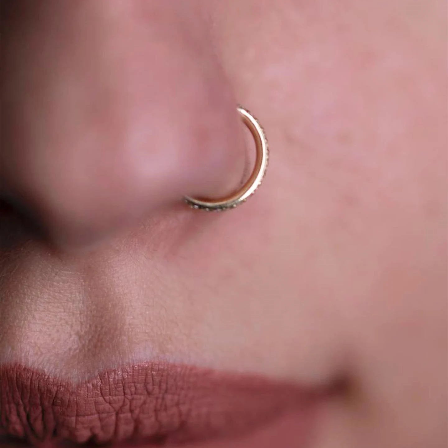 18G 316L Steel CZ Paved Hinged Nose Ring/ Shiny Nostril Hoop/ Hinged Nose Ring/ Septum Ring/ Helix Clicker/ Conch Ring/ 1.0*6/8/10/12mm Miss Vivi Jewelry