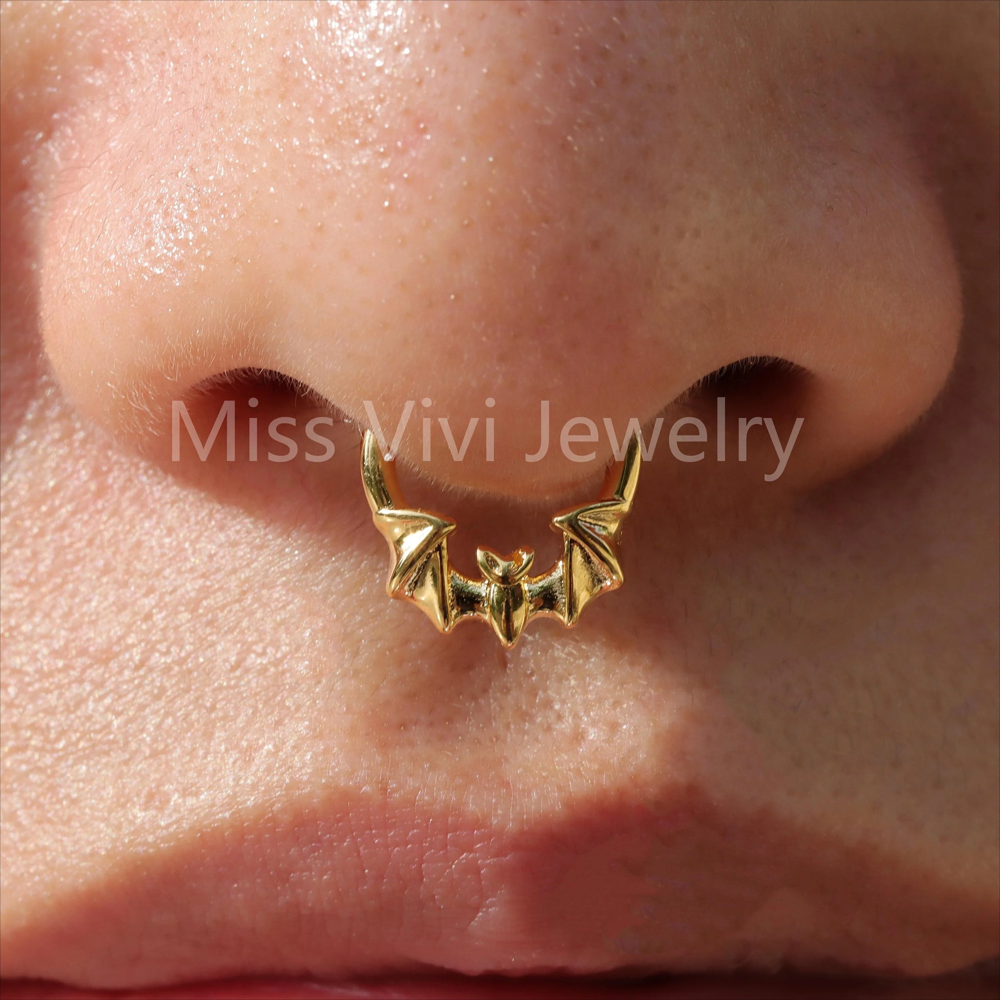 16G Surgical Steel Bat Hinged Septum/ Steel Septum Clicker/ Septum Jewelry Gold/ Septum Hoop/ Daith Earring 1.2*8/10mm Silver Gold Black Miss Vivi Jewelry