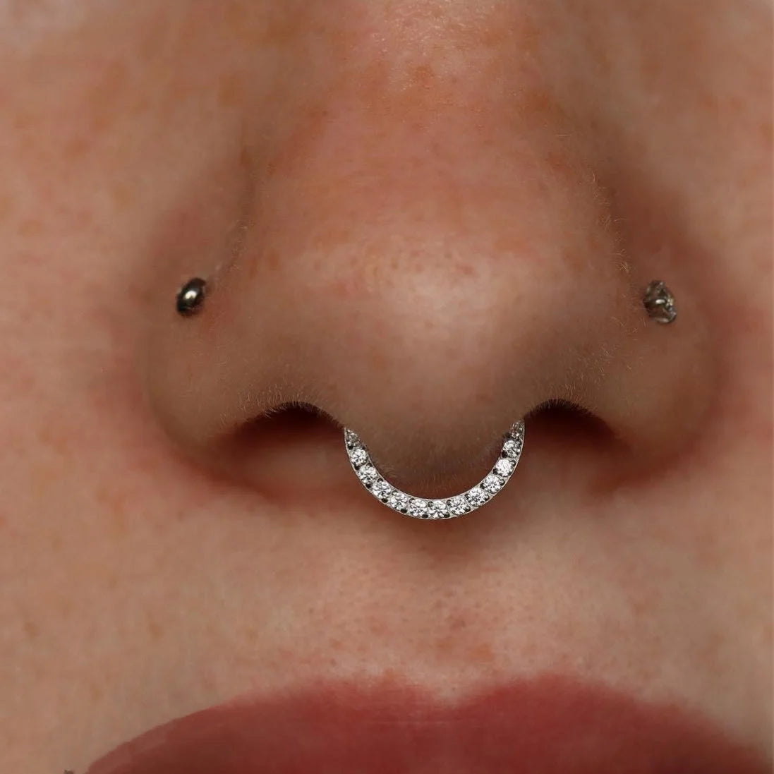 16G F136 Titanium Hinged septum Ring/ Front Face CZ Septum Clicker/ Septum Hoop Silver/ Daith Earring/ Septum Hoop/Segment Hoop1.2*8/10/12mm Miss Vivi Jewelry