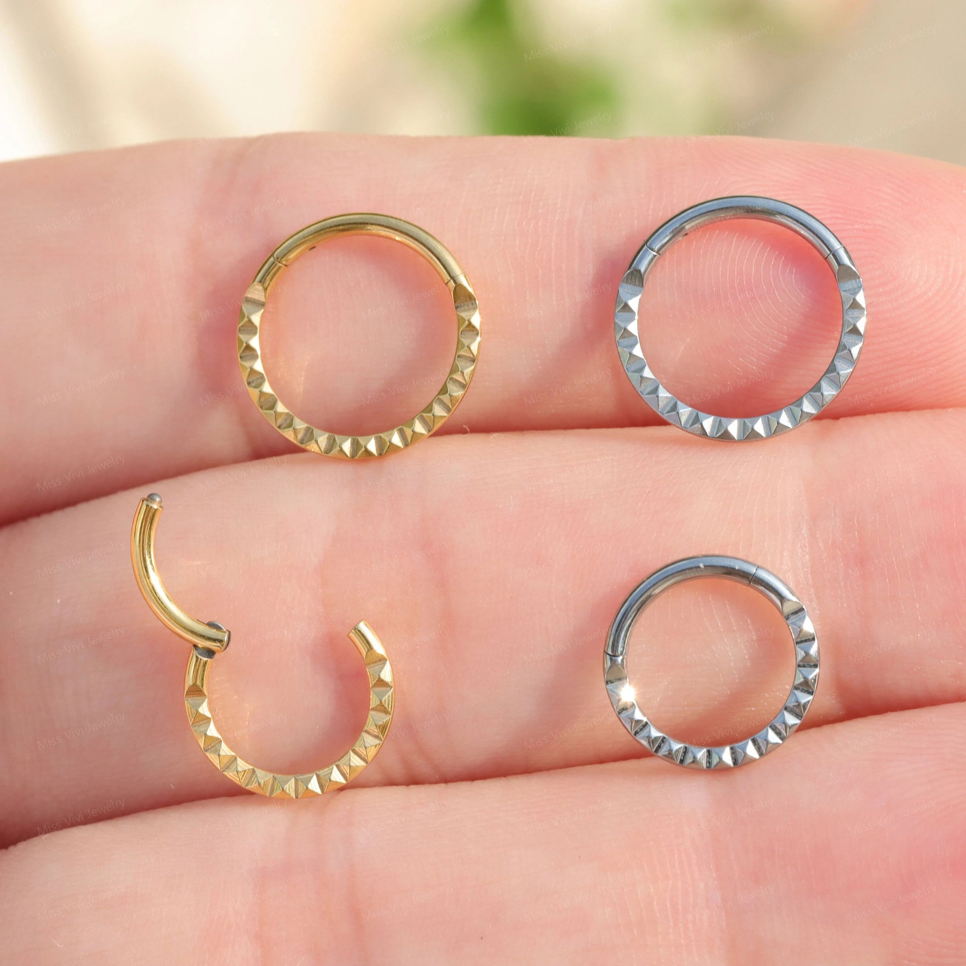 16G ASTM F136 Titanium Septum Ring Silver/ Septum Clicker/ Septum Piercing/ Titanium Septum Ring/ Hinged Septum Hoop/ Daith Hoop 1.2*8/10mm Miss Vivi Jewelry