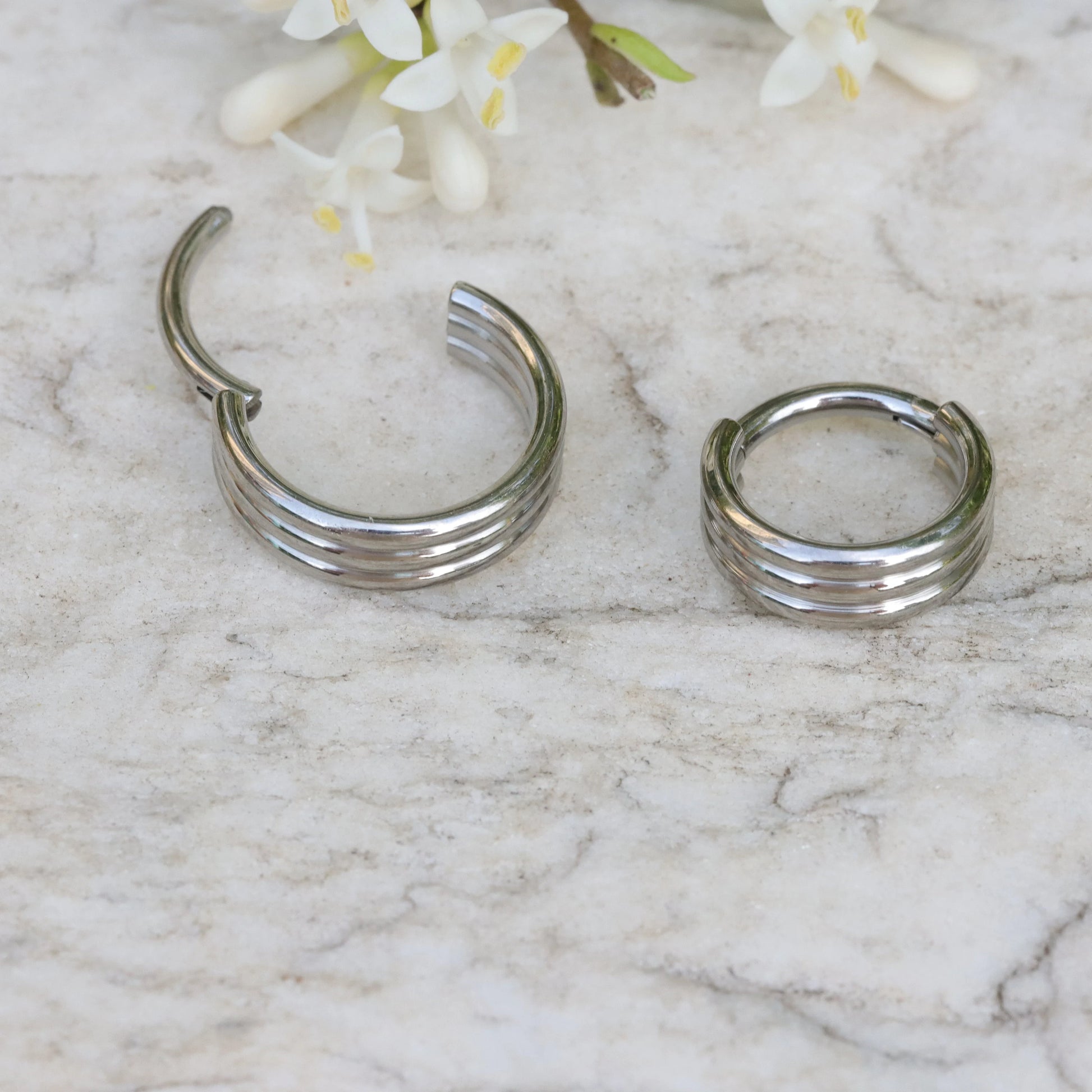 16G Implant Grade Titanium Rook Clicker/ Hypoallergenic Piercing Hoop/ Rook Hoop/ Titanium Hinged Rook/  Hinged Hoop 1.2*8/10mm Silver Gold Miss Vivi Jewelry