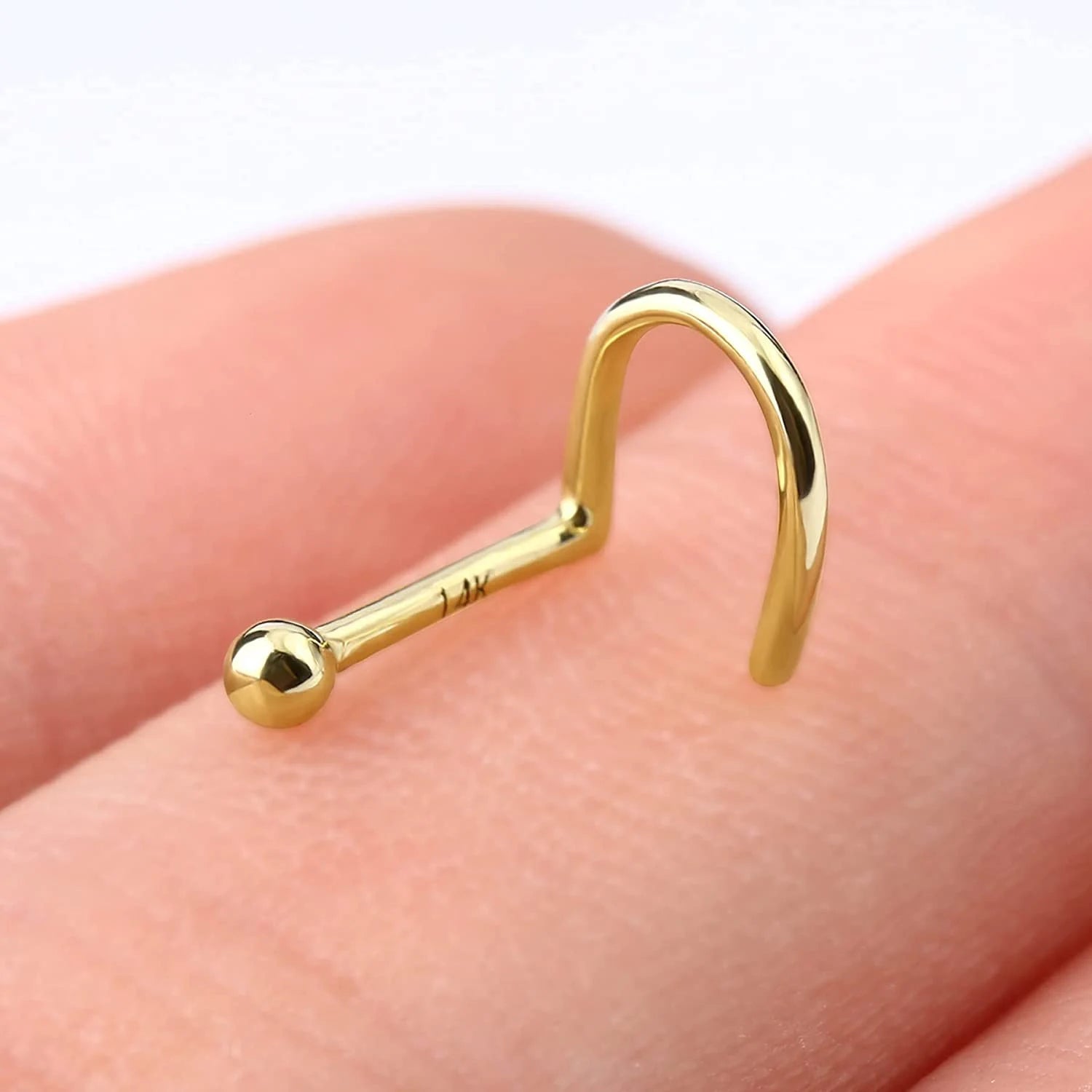 14k Solid Gold 20g/0.8mm Nose Stud/ Waterproof Nose Stud/ Hypoallergenic Nose Studs/ Never Tarnish Nose Jewelry/ Minimalist Nose Piercing Miss Vivi Jewelry