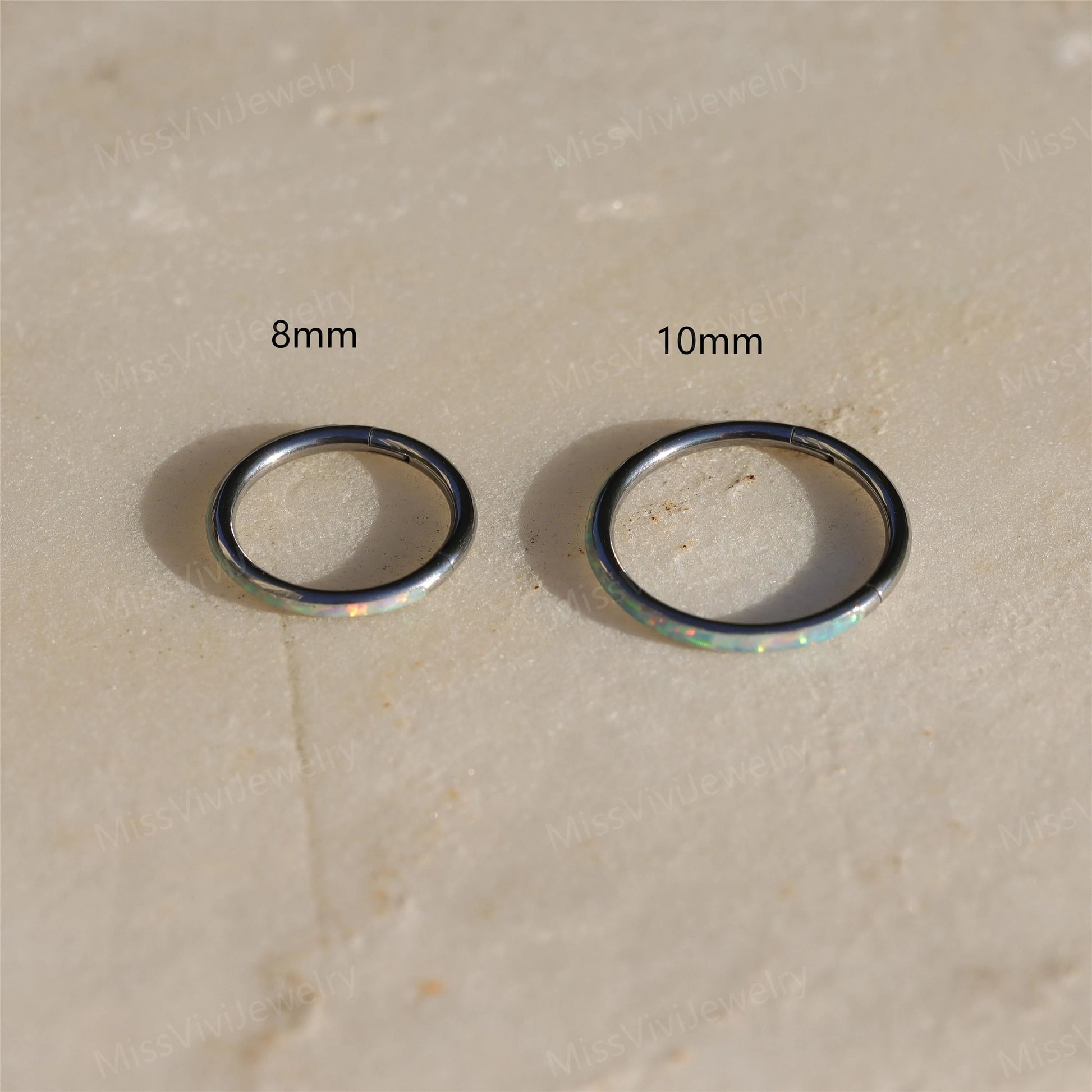 18G ASTM F136 Titanium Opal Nostril Ring/ Opal Nose Clicker/ Titanium Nose Hoop/ 1.0 Nostril Jewelry/ Nostril Hoop Clicker  1.0*8/10mm Miss Vivi Jewelry