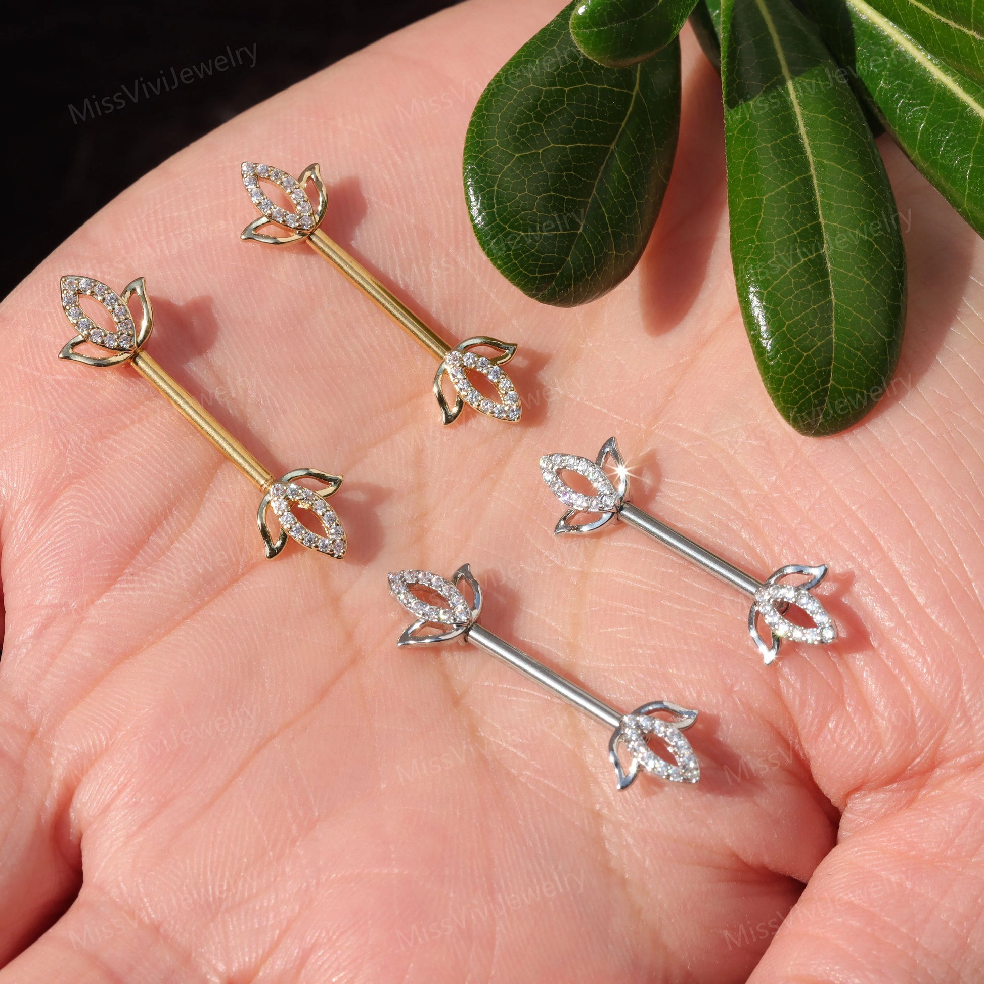 Lotus flower nipple ring discount