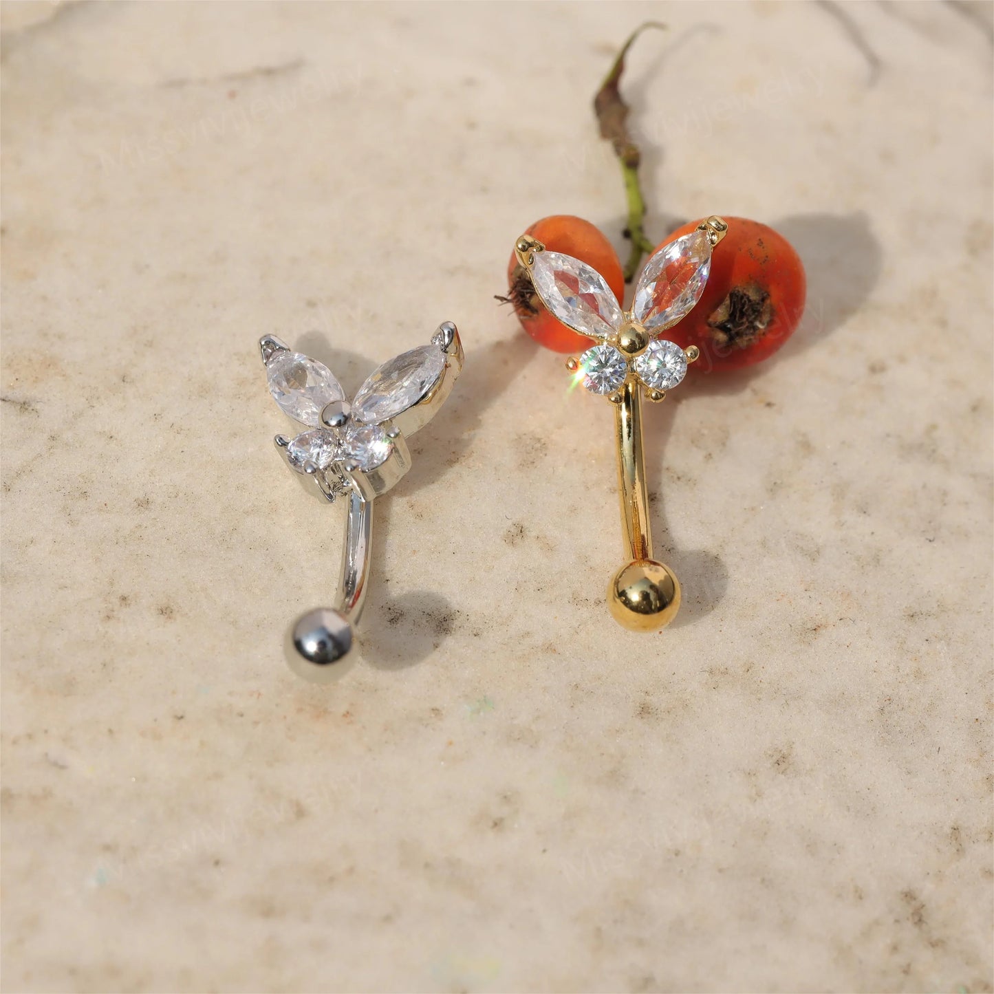 16g Butterfly Rook Earring Barbell/ 8mm Rook Jewelry/ Rook Piercing Bar/ Gold Rook Jewelry/ Silver Rook Earring/ Rook Barbell Curved 1.2*8mm Miss Vivi Jewelry