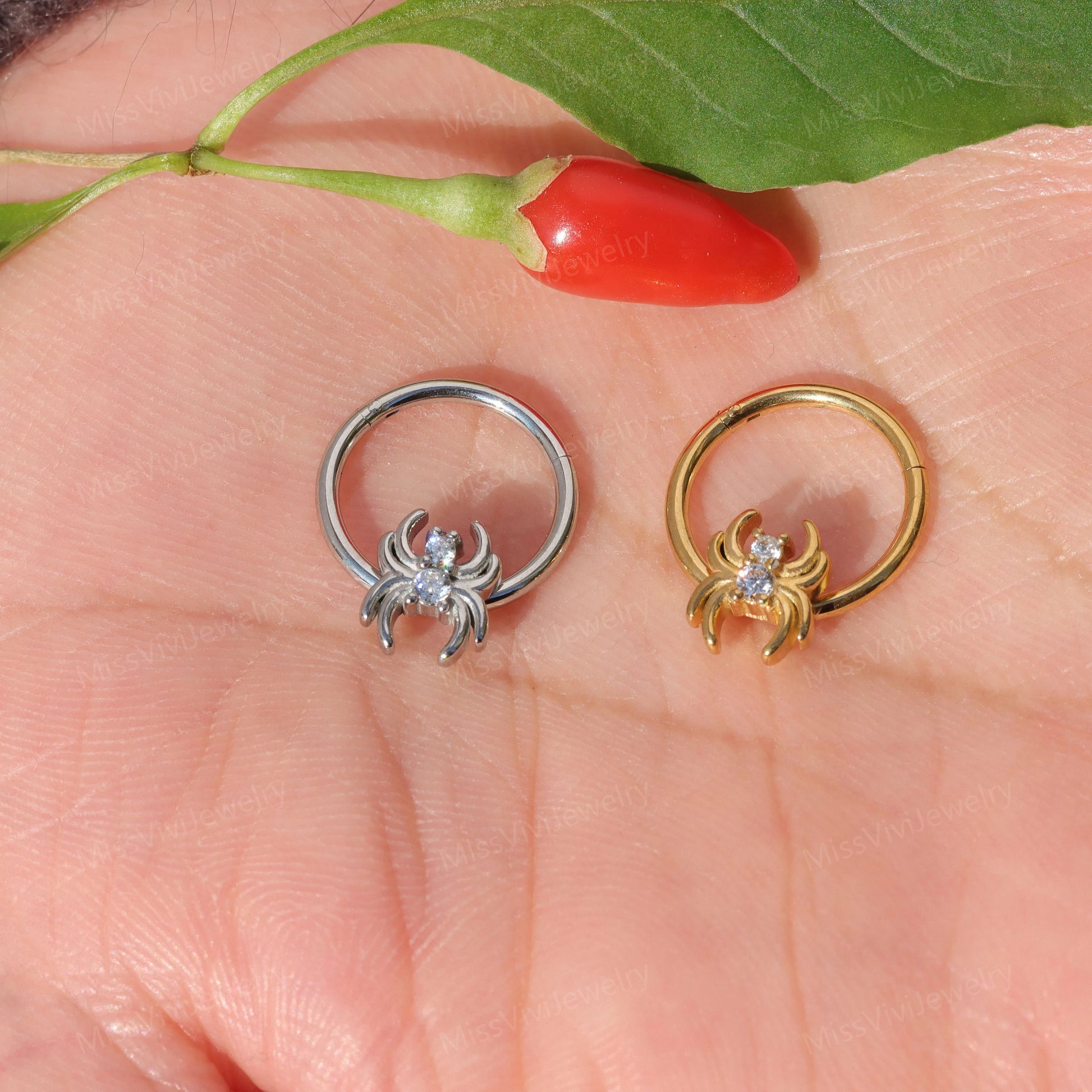 16G 316L Spider Septum Clicker/ Halloween Septum Ring/ Daith Hoop Earring/ Septum Nose Piercing Jewelry/Cartilage Hoop/Septum Hoop1.2*8/10mm Miss Vivi Jewelry