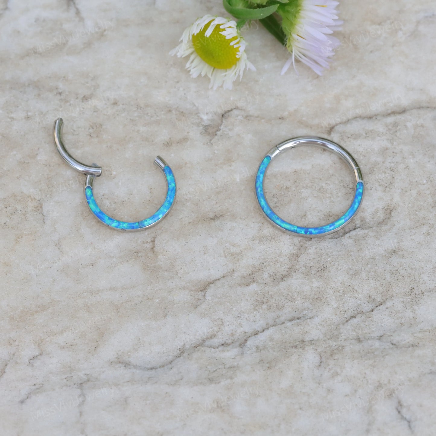 16G Implant Grade Titanium Opal Daith Hoop Earring/ Daith Hinged Hoop/ Daith Clicker Hoop/ Titanium Daith Ring 1.2*8/10mm Miss Vivi Jewelry