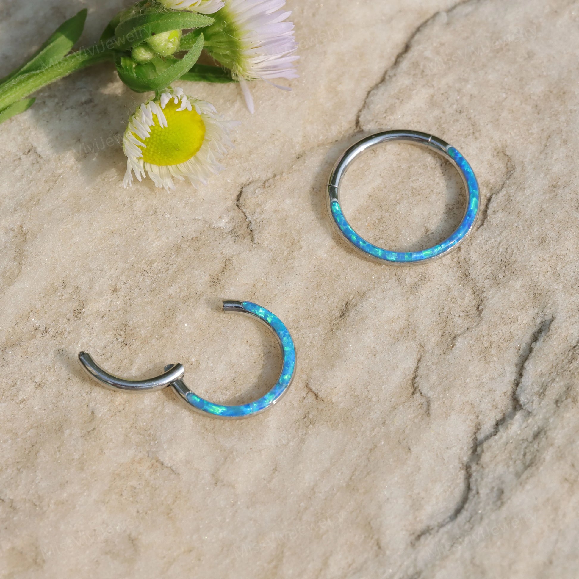 16G Implant Grade Titanium Opal Daith Hoop Earring/ Daith Hinged Hoop/ Daith Clicker Hoop/ Titanium Daith Ring 1.2*8/10mm Miss Vivi Jewelry