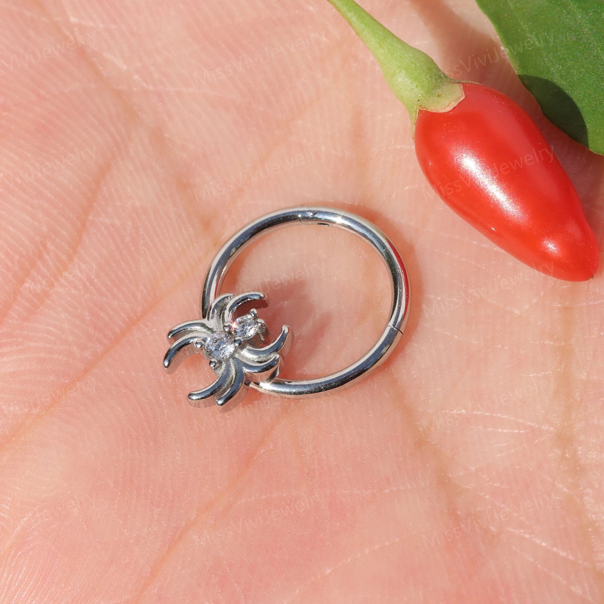 16G 316L Spider Septum Clicker/ Halloween Septum Ring/ Daith Hoop Earring/ Septum Nose Piercing Jewelry/Cartilage Hoop/Septum Hoop1.2*8/10mm Miss Vivi Jewelry