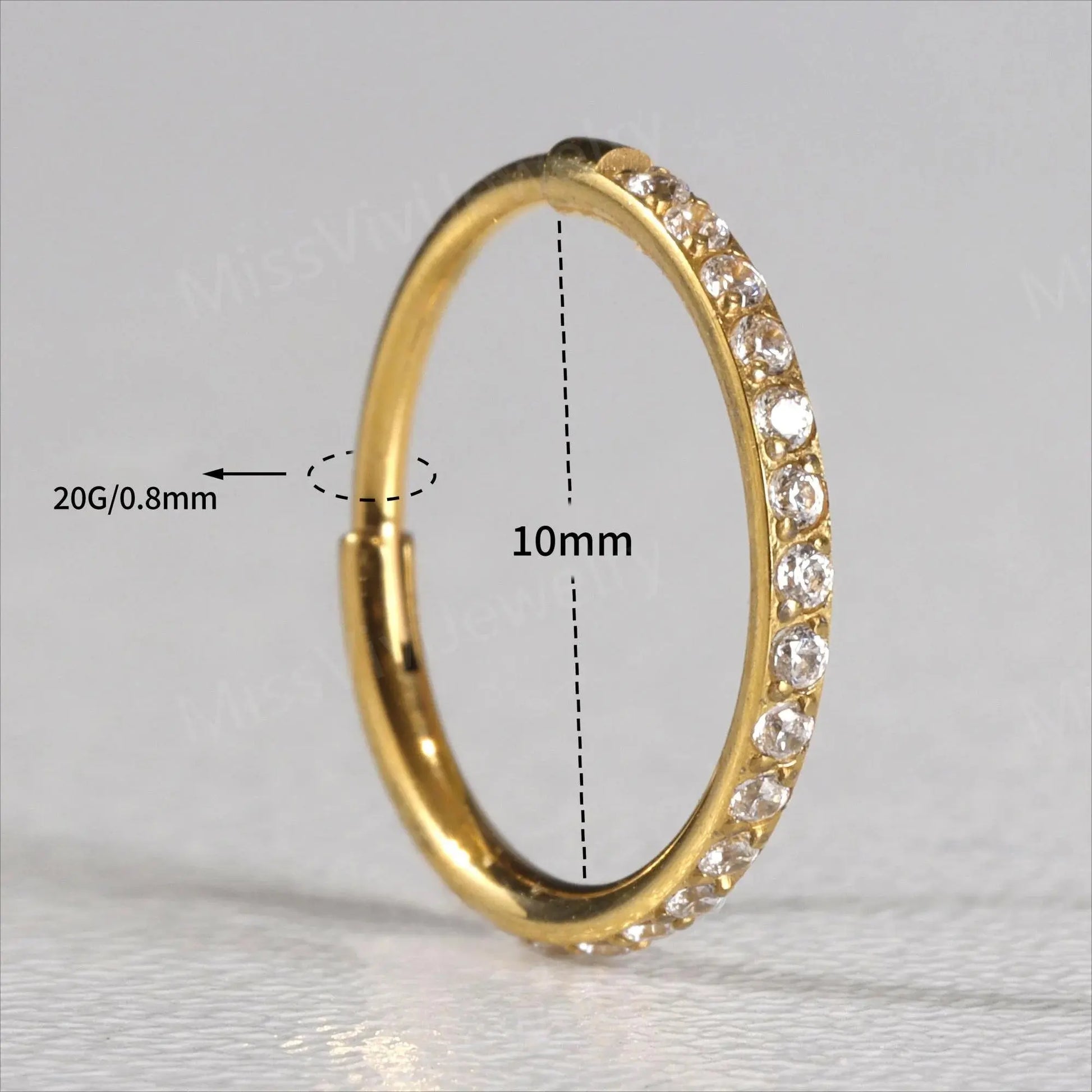 20G Implant Titanium CZ Nose Ring/ Shiny Nostril Hoop/ Minimalist Nose Ring/Silver Nose Hoop/Nose Piercing Jewelry/ Nose Ring Hoop0.8*8/10mm Miss Vivi Jewelry