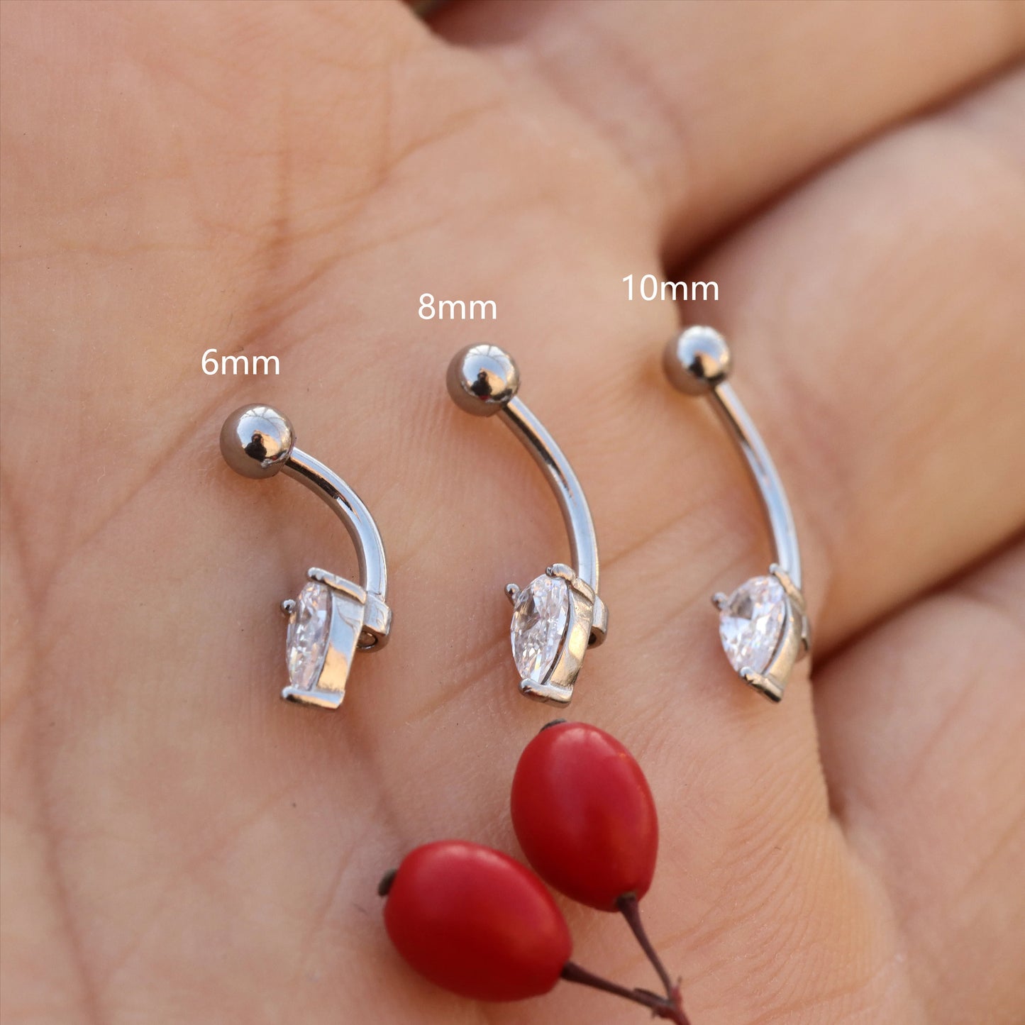 16g 316L Steel Waterdrop Vertical Helix Earring Stud/ Cartilage Earring Stud/ Curved Vertical Helix Stud/ Helix Piercing Ring 1.2*6/8/10mm Miss Vivi Jewelry