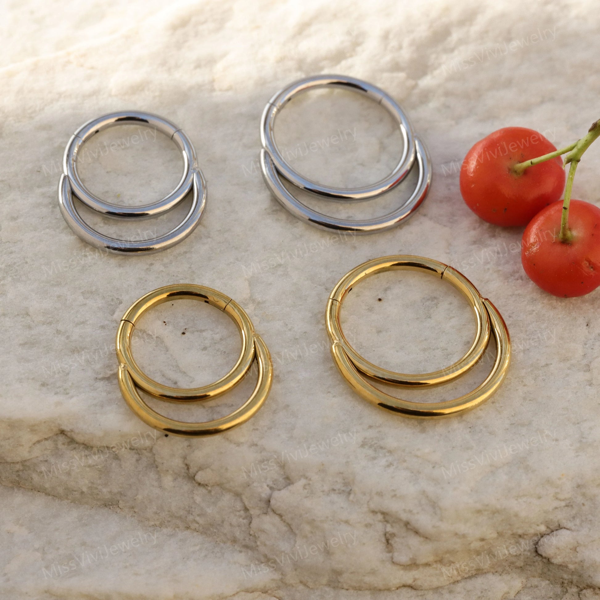 16G Surgical Steel Double Septum Ring/ Layered Septum Clicker/ Stacked Daith Hoop/ Septum Hoop Silver Gold/ Hinged Septum Ring 1.2*8mm/10mm Miss Vivi Jewelry