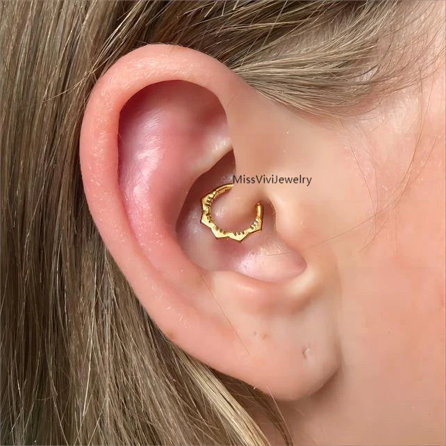 16G 316L Surgical steel Flower Daith Piercing Jewelry/ Gold Diath Earrings/ Steel Daith Clicker/ Hinged Daith Hoop/ Daith Jewelry 1.2*8/10mm Miss Vivi Jewelry