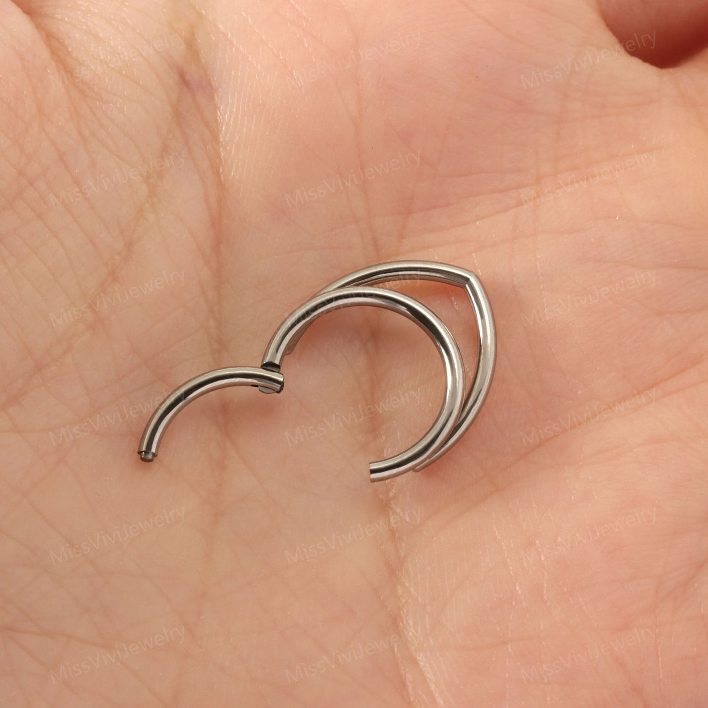 16G ASTM F136 Titanium Stacked Septum Ring/ Double Septum Clicker/ Layered Septum Piercing/ Silver Hinged Septum Hoop/ Double Septum Look Miss Vivi Jewelry