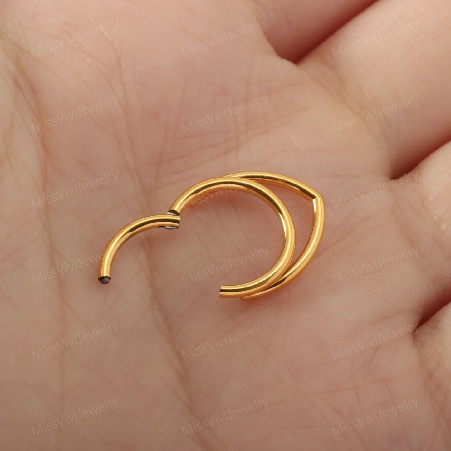 16G Titanium Double Stacked Daith Earring Hoop/ Hinged Daith Clicker Silver/ Layered Daith Hoop Ring Gold/ Hypoallergenic Daith Piercing Miss Vivi Jewelry