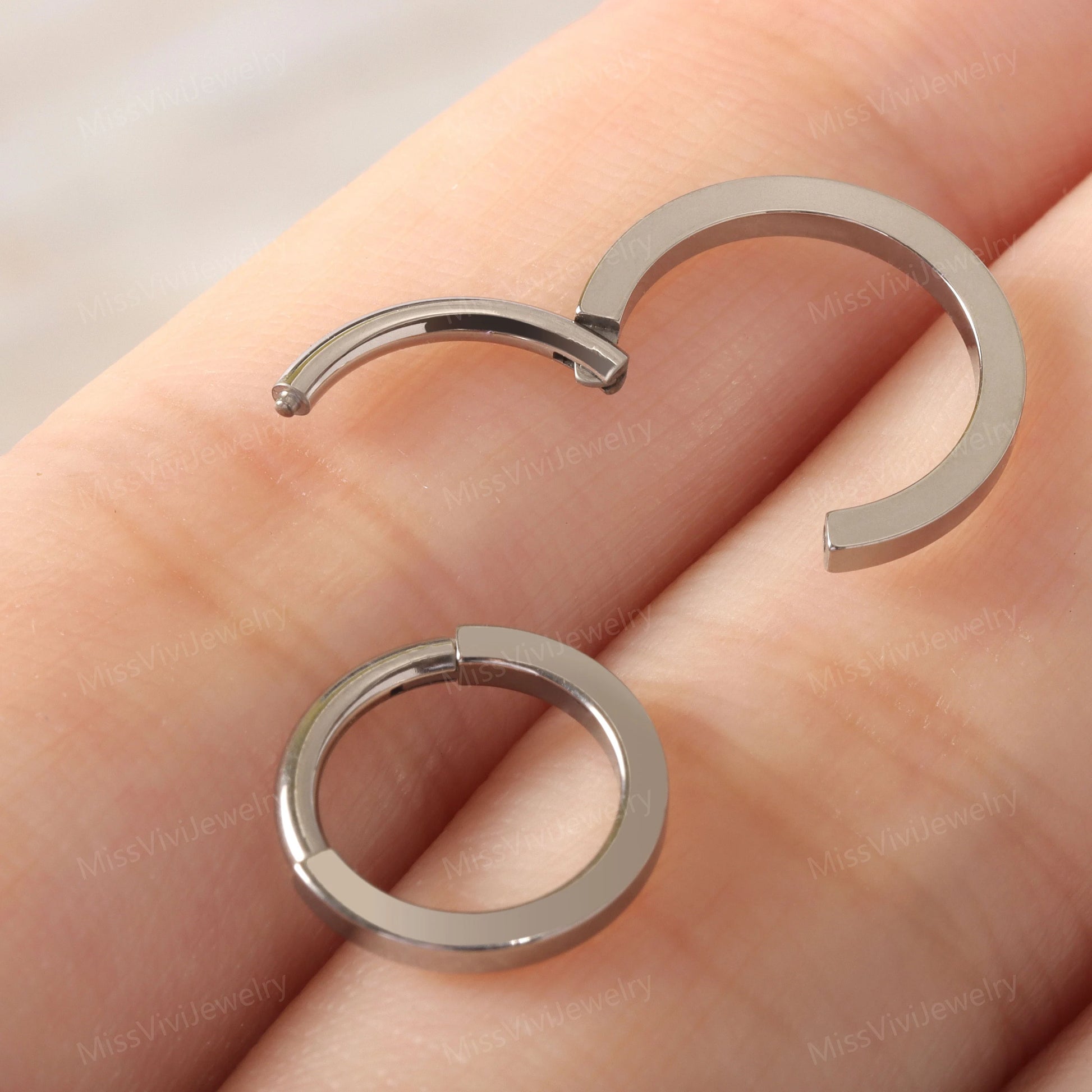 16G F136 Titanium Simple Septum Ring but impactful, Steel Septum Piercing Jewelry, Hinged Septum Hoop Clicker, Fresh Piercing Hoop1.2*8/10mm Miss Vivi Jewelry