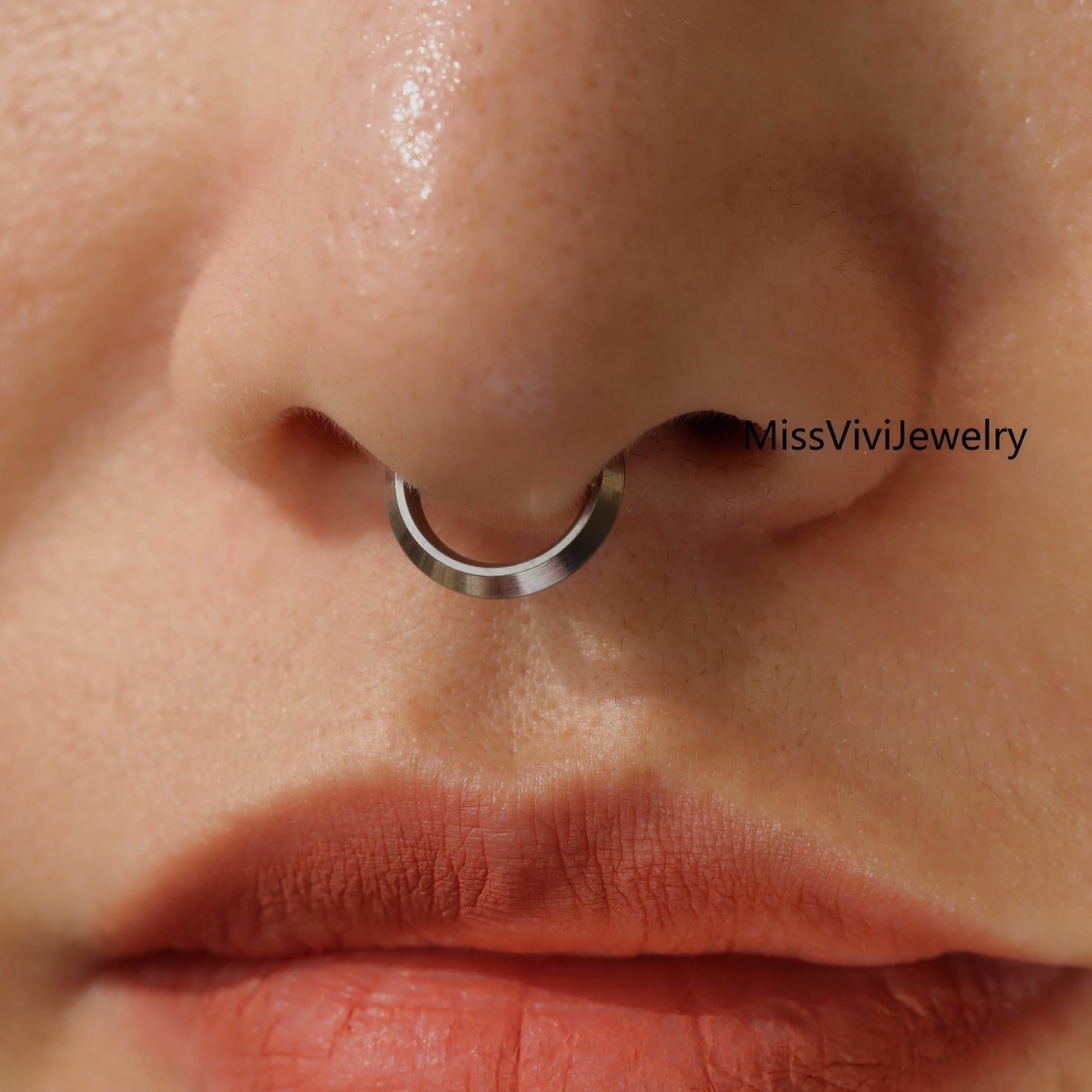 16G F136 Titanium Septum Ring Hinged Segment/ Regular Septum Hoop Hypoallergenic/ Silver Septum Clicker 8mm/ Steel Daith Earring Hoop 10mm Miss Vivi Jewelry