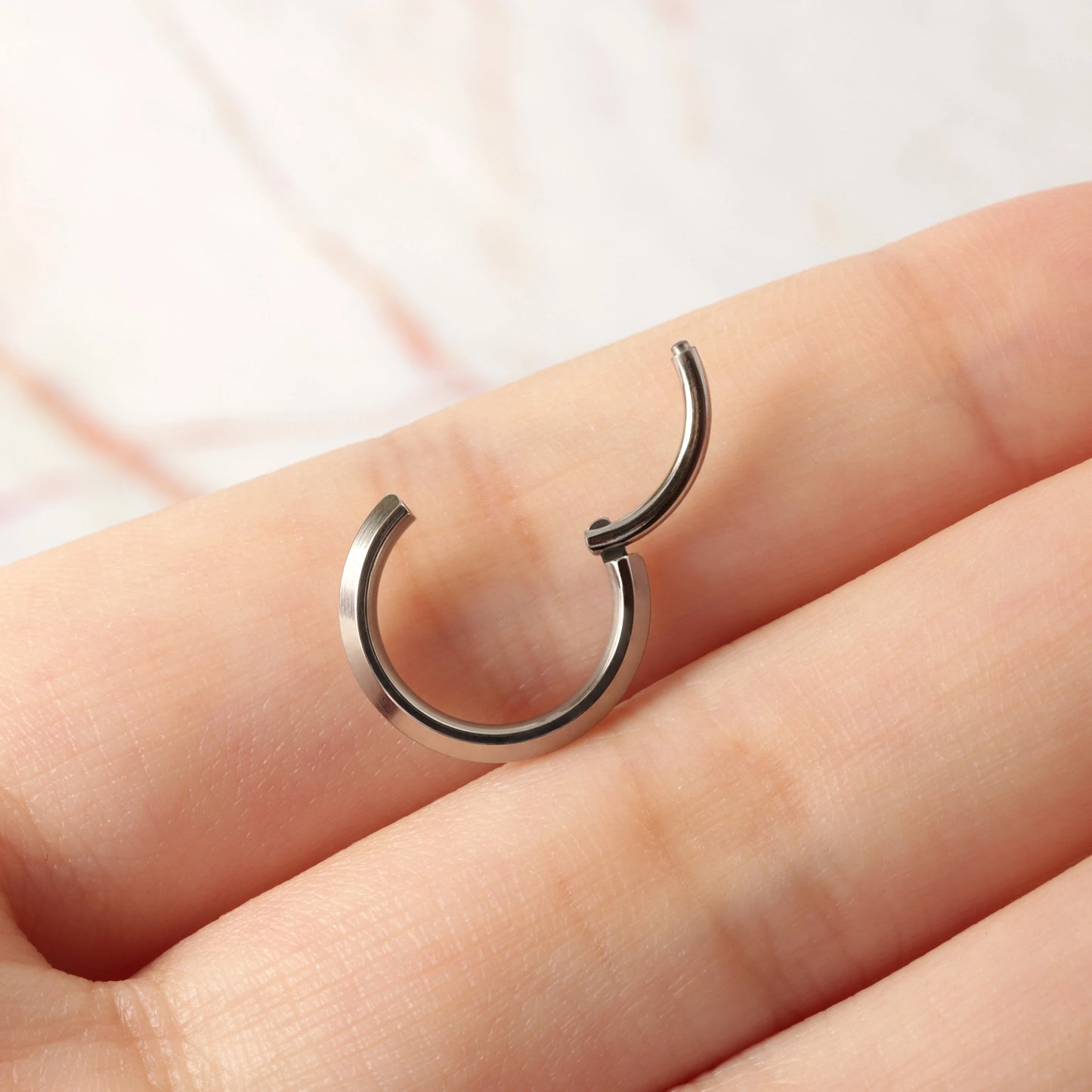 16G F136 Titanium Septum Ring Hinged Segment/ Regular Septum Hoop Hypoallergenic/ Silver Septum Clicker 8mm/ Steel Daith Earring Hoop 10mm Miss Vivi Jewelry