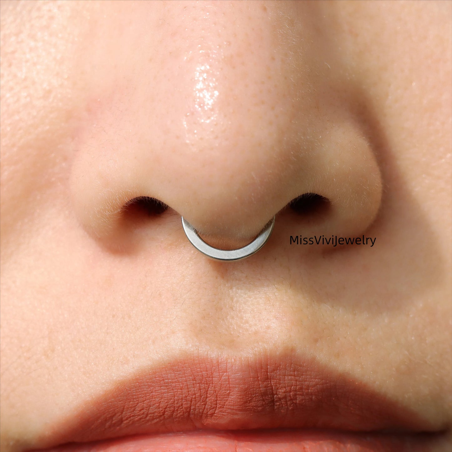 16G F136 Titanium Simple Septum Ring but impactful, Steel Septum Piercing Jewelry, Hinged Septum Hoop Clicker, Fresh Piercing Hoop1.2*8/10mm Miss Vivi Jewelry