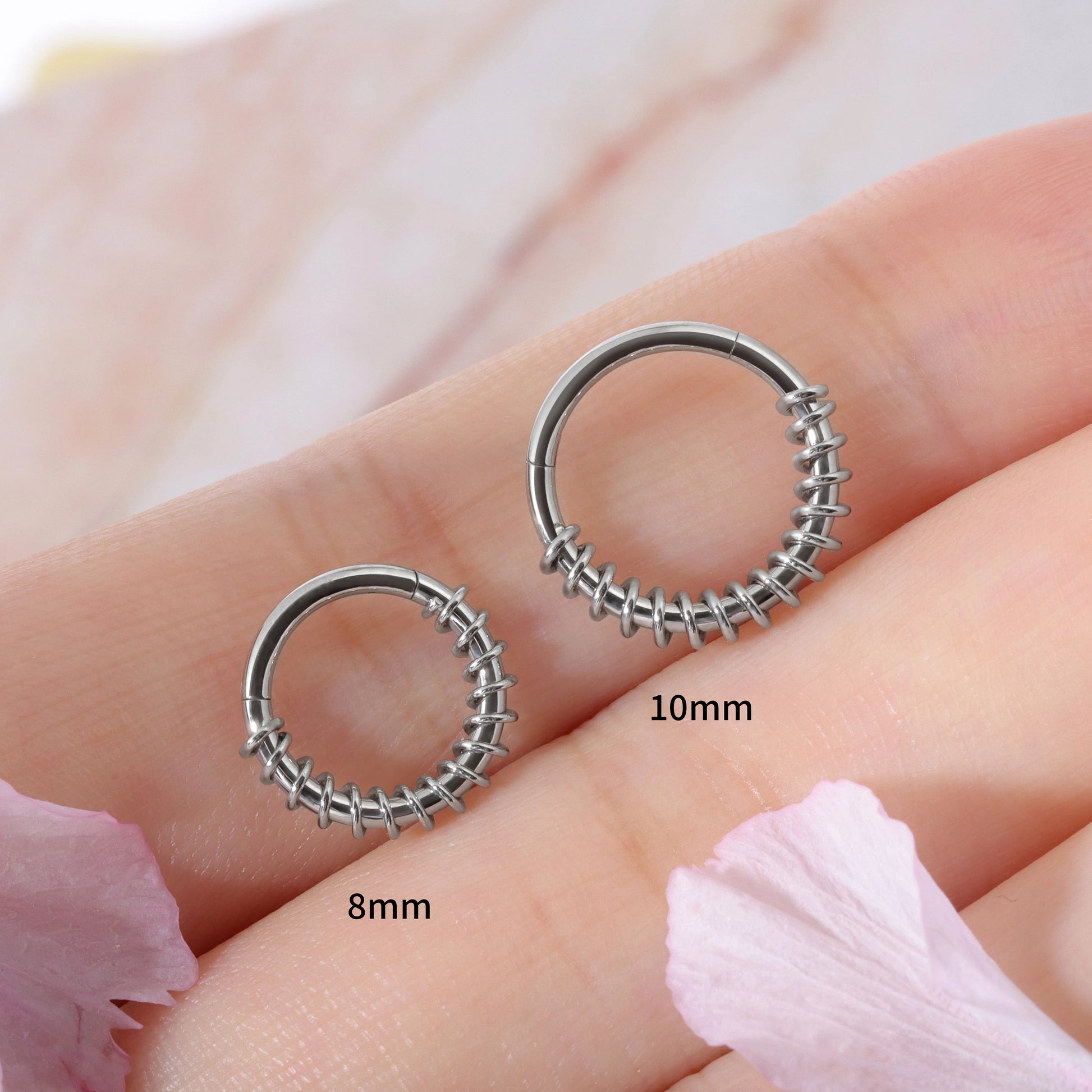 16G 316L Steel Twisted Wire Septum Ring/ Punk Septum Ring/ Hinged Septum Hoop/ Silver Septum Piercing/ Surgical Septum Jewelry/ 1.2*8/10mm Miss Vivi Jewelry