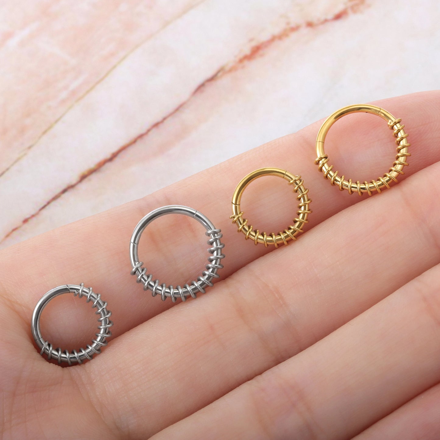 16G 316L Steel Twisted Wire Septum Ring/ Punk Septum Ring/ Hinged Septum Hoop/ Silver Septum Piercing/ Surgical Septum Jewelry/ 1.2*8/10mm Miss Vivi Jewelry