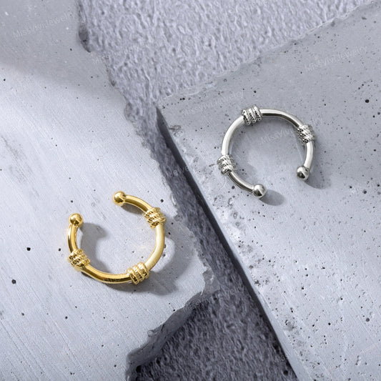 Fake Septum Ring Fit All/ Adjustable Non-piercing Setpum Hoop/ Gold Septum Cuff/ Silver Clip On Nose Ring/Fake Piercing Hoop/False Nose Ring Miss Vivi Jewelry