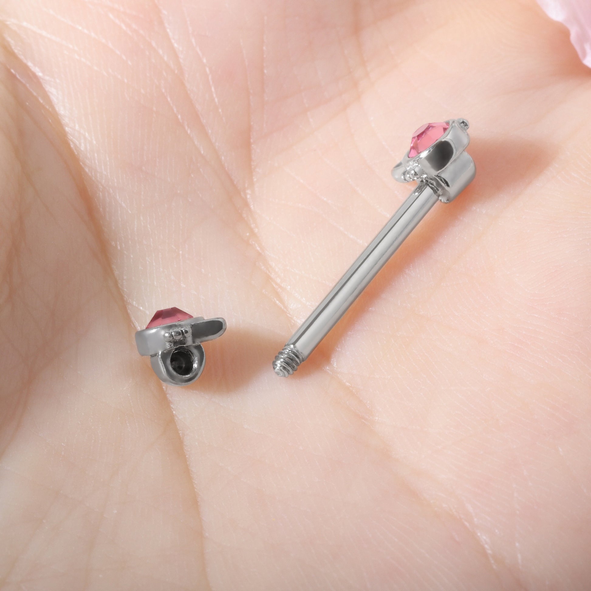 14G Pair of Pink Cat Nipple Piercings/ Cute Nipple Jewelry/ Shiny Nipple Barbell/ Steel Nipple Rings/ Sexy Body Jewelry/Barbell Piercing Miss Vivi Jewelry