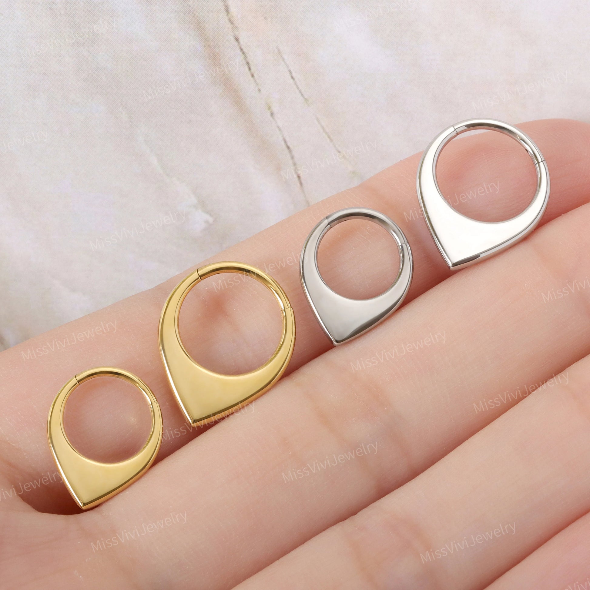 16G  F136 Titanium V Shaped Septum Ring/ Hinged Septum hoop/ Steel Septum Clicker/ Silver Septum Jewelry/ Gold Septum Piercing 1.2*8/10mm Miss Vivi Jewelry