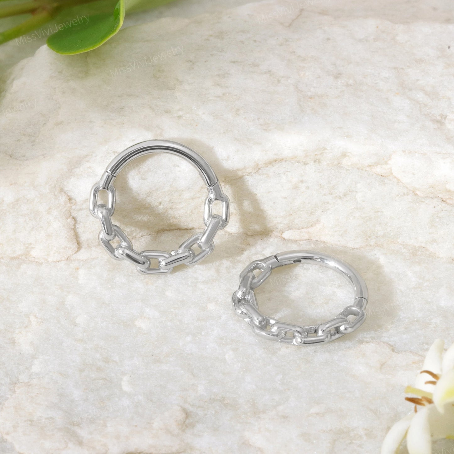 16G 316L Steel Daith Earring Hoop/ Unique Chain Style/ Hinged Daith Clicker/ Cartilage Earring Hoop/Daith Piercing Ring/Daith Jewelry 8/10mm Miss Vivi Jewelry